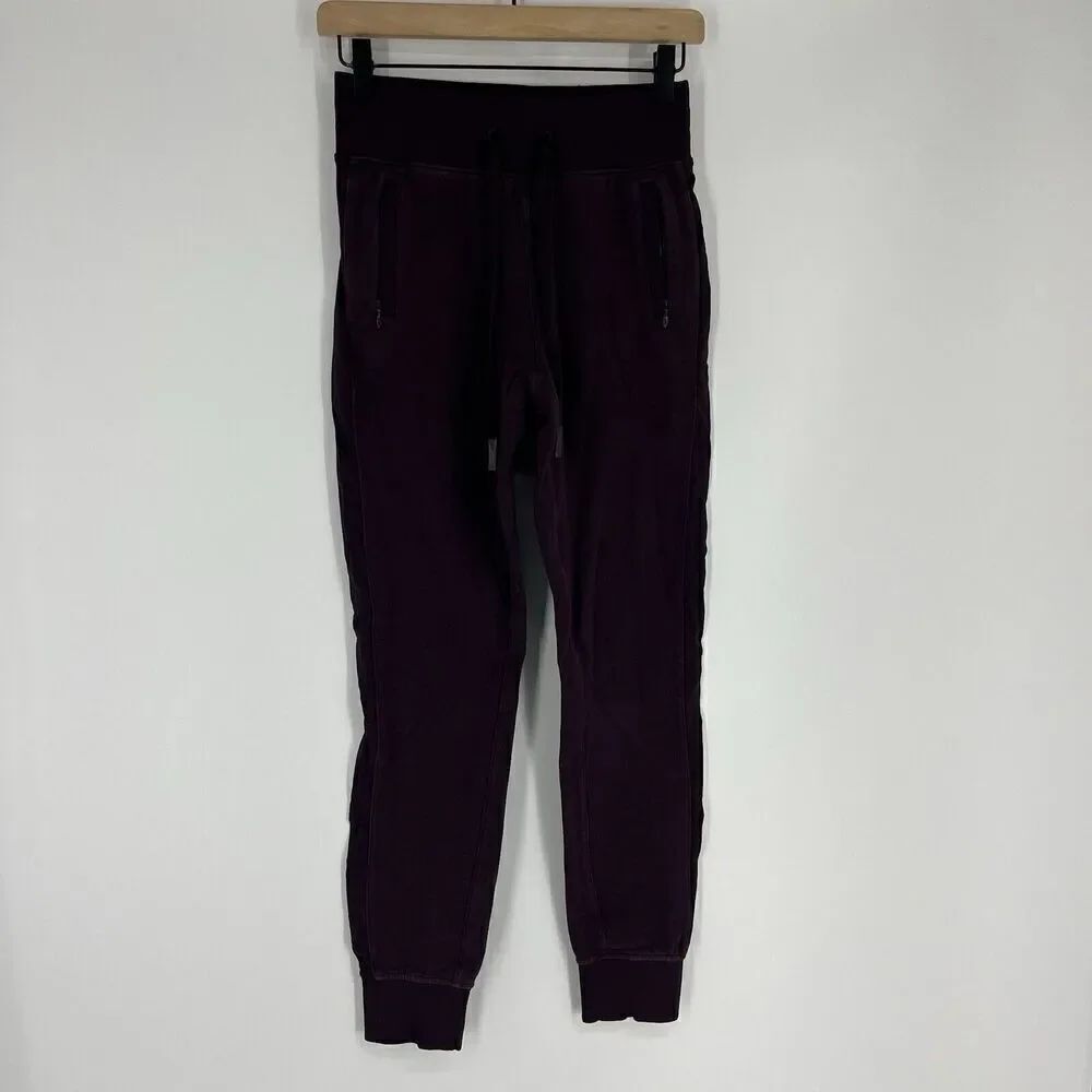 Lululemon Pants Size 2 Womens Maroon Ready to Rulu High Rise Crop Jogger Yoga